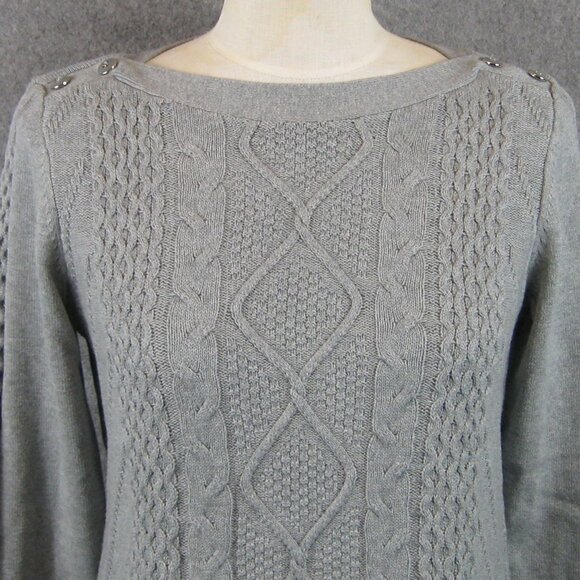 Karen Scott Cable Knit Sweater Gray Small NWT - Picture 2 of 5